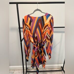 Flying Tomato Long Sleeve Tie Waist Party Dress